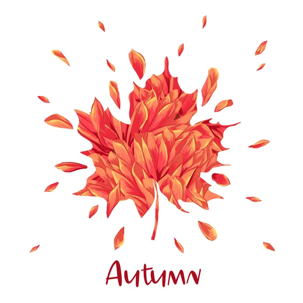 Hello Autumn Watercolor Floral Design with Maple Leaf. Seasonal Fall Banner, Poster, Print, Sale, Promo Template. Autumn Abstract Background. Vector illustration — Stock Vector