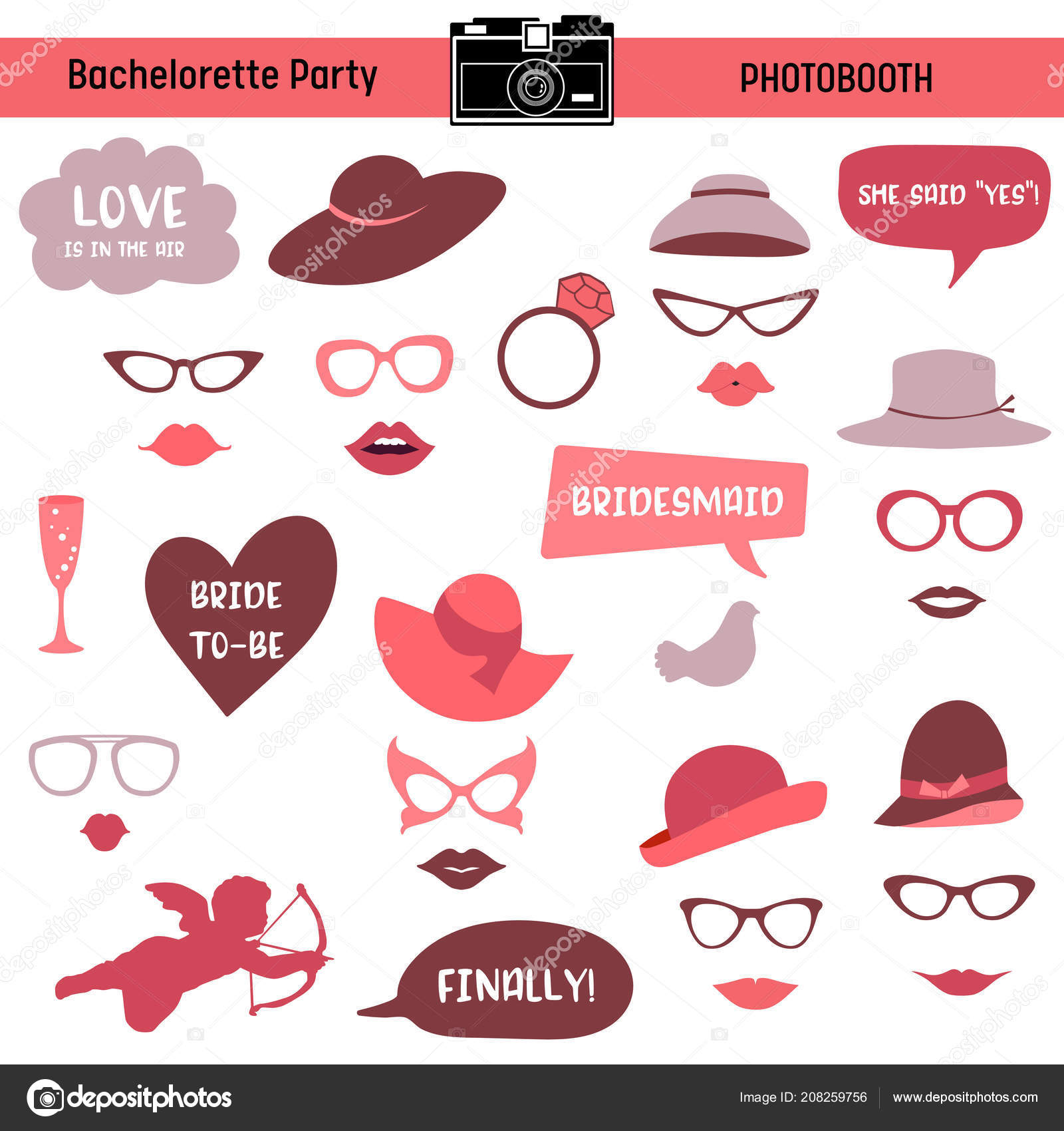 35 Pink Bridal Shower Printable Photo Props Bridal Photobooth Props Bridal Shower Photo Booth