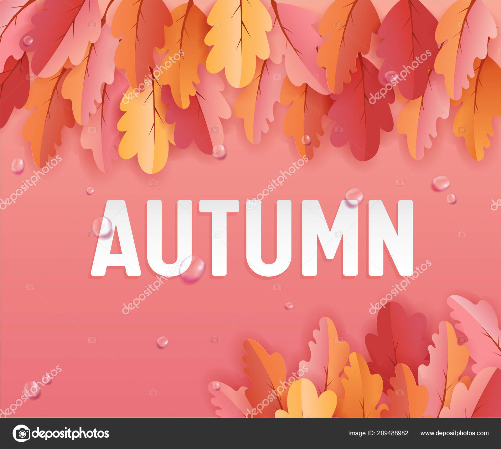 美しい葉と雨で秋のグリーティング カードが値下がりしました ベクトルの背景レイアウト Web バナー テンプレート 壁紙 カバー 招待状用ペーパー アート 秋の図と装飾 ストックベクター C Woodhouse 948
