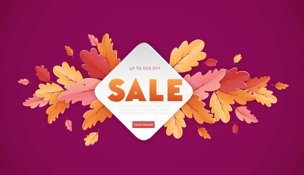 Modelo de fundo de venda de outono com belas folhas Ilustração para venda de compras, cupom, cartaz de promoção e banner da web em Vector —  Vetores de Stock