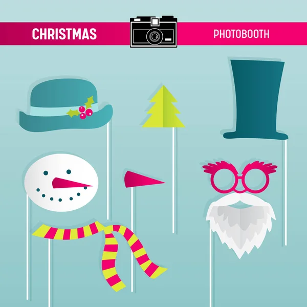 Ensemble de lunettes, chapeaux, moustaches, barbe, masques pour accessoires photobooth en vecteur — Image vectorielle