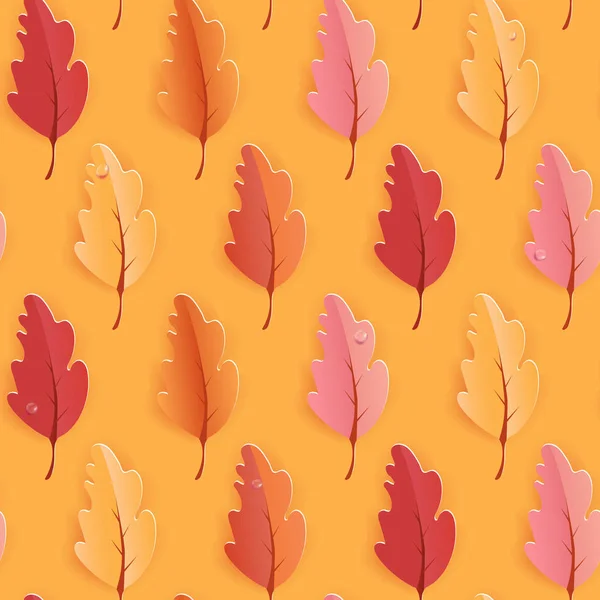 Hojas de otoño Fondo sin costura, Patrón de plantilla de otoño con hojas hermosas, Ilustración vectorial — Archivo Imágenes Vectoriales