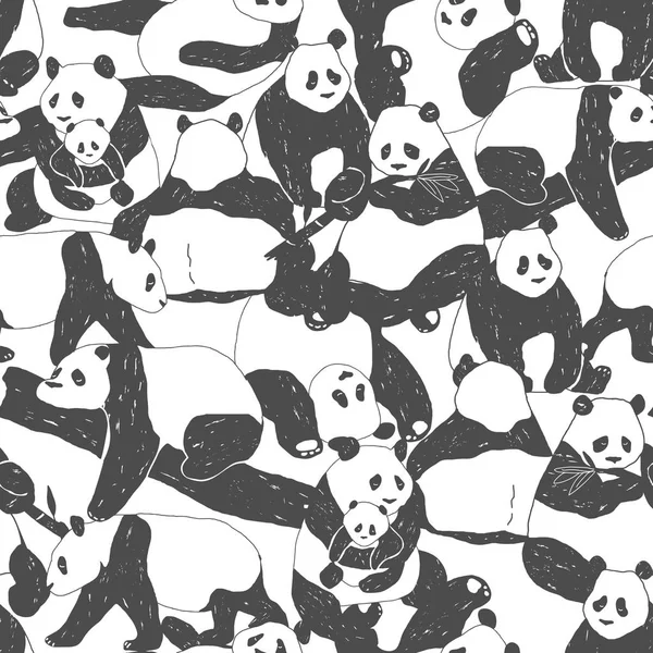 Słodkie Panda Bear Ilustracja Wzór Druk Tkaninie Plakat Okładka Dzieci — Wektor stockowy