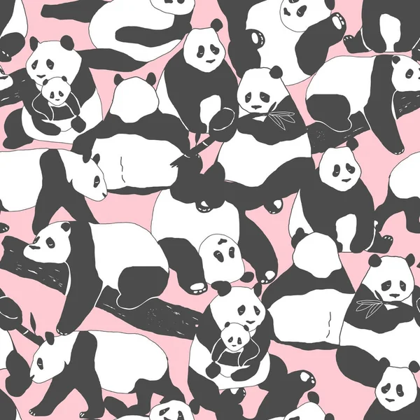 Słodkie Panda bear ilustracja wzór druk na tkaninie, plakat, okładka, dzieci i żłobek tapeta wektor — Wektor stockowy