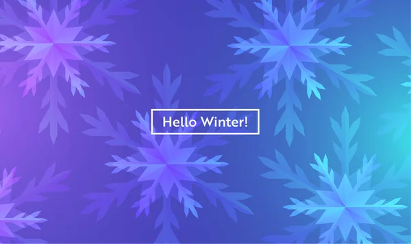 Hej vinter Layout med snöflingor för webben, målsida, banderoll, affisch, webbplats mall. Snö julen säsongsbetonade bakgrund för mobilapp, sociala medier. Vektorillustration — Stock vektor