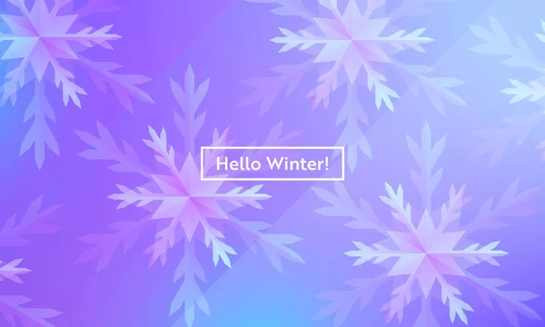 Hello Winter вышла со снежинками для Web, Landing Page, Banner, Poster, Template. Снежный Рождественский фон для мобильного приложения, социальные сети. Векторная иллюстрация — стоковый вектор