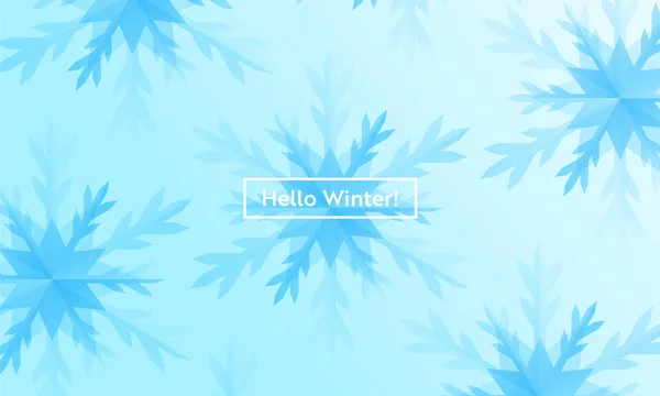 Hello Winter Layout with Snowflakes for Web, Landing Page, Bannière, Affiche, Modèle de site Web. Snow Christmas Seasonal Background for Mobile App, Social Media. Illustration vectorielle — Image vectorielle