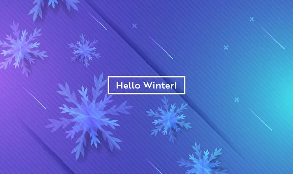 Hallo Winter-Layout mit Schneeflocken für Web, Landing Page, Banner, Poster, Website-Vorlage. Schnee Weihnachten saisonalen Hintergrund für mobile App, Social Media. Vektorillustration — Stockvektor