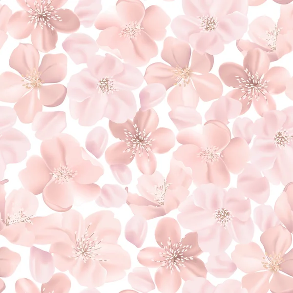 Φλοράλ ρετρό απρόσκοπτη μοτίβο, κεράσι ή sakura λουλούδια υπόβαθρο, παστέλ vintage εικονογράφηση στο διάνυσμα — Διανυσματικό Αρχείο