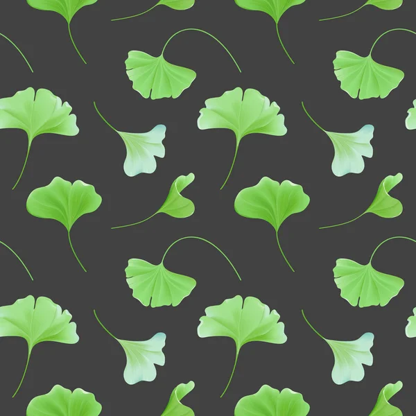 Kwiatowy wzór z realistyczne japoński gingko biloba liści, tapety w wektor, vintage pastelowy zielony tekstury dla projektowania, tkaniny drukowane — Wektor stockowy