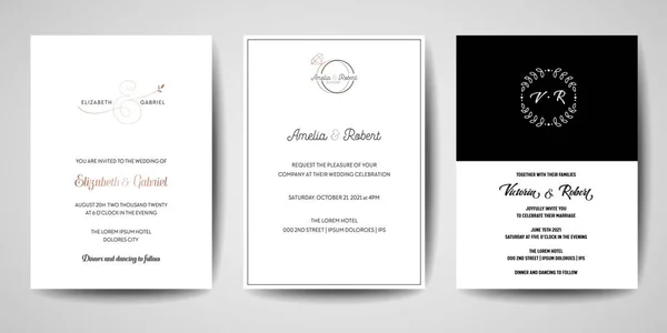 Boda colección de logotipos monograma, dibujado a mano plantillas minimalistas y florales modernas para tarjetas de invitación, Save the Date, identidad elegante para restaurante, boutique, cafetería en vector — Vector de stock