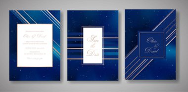 Yıldızlı gece gökyüzü Trendy düğün davetiye kartı