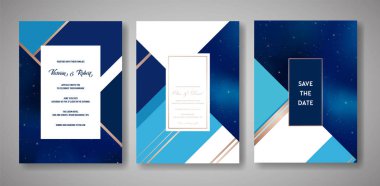 Yıldızlı gece gökyüzü Trendy düğün davetiye kartı