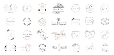 Düğün monogram logoları koleksiyonu tarihi Kaydet