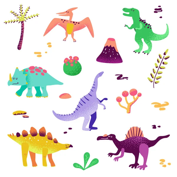 Cute Dinosauri isolati su sfondo bianco — Vettoriale Stock