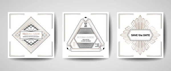 Casamento art deco Salve a data, cartão de convite —  Vetores de Stock