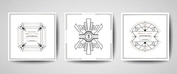 Boda Art deco Guardar la fecha, tarjeta de invitación — Vector de stock