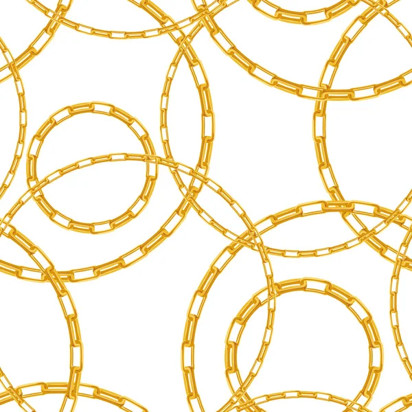 Chaînes dorées Modèle sans couture. Fashion Background of Gold Links. Conception de tissu avec chaîne de bijoux pour textile, papier peint. Illustration vectorielle — Image vectorielle