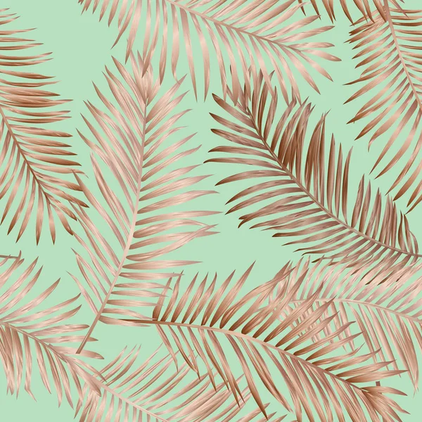 Patrón inconsútil de hojas de palma tropical dorada. Fondo exótico tropical de verano floral para textiles, telas, fondos de pantalla. Diseño gráfico de selva de lujo. Ilustración vectorial — Archivo Imágenes Vectoriales