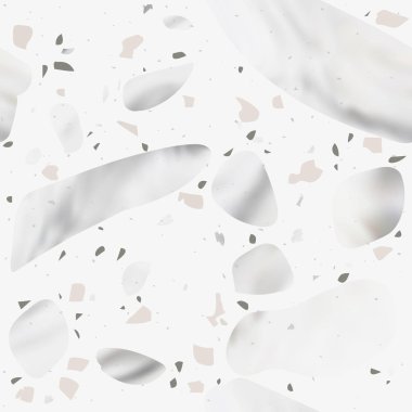 Terrazzo Seamless modeli. Arka plan doku mermer döşeme Granit, taş, kuvars parçaları ve beton oluşur. Vektör çizim