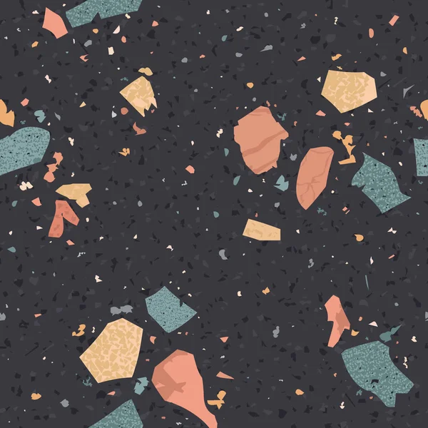 Terrazzo naadloze patroon. Abstracte achtergrond patroon marmer vloeren bestaat uit graniet, beton, steen en Quartz fragmenten. Vectorillustratie — Stockvector