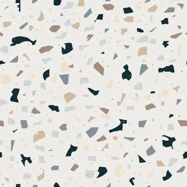 Modèle sans couture Terrazzo. Revêtement de sol Résumé Contexte Texture de marbre composée de granit, de pierre, de fragments de quartz et de béton. Illustration vectorielle — Image vectorielle