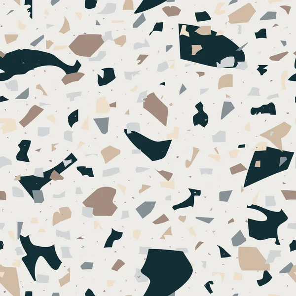 Terrazzo sömlösa mönster. Golv abstrakt bakgrund marmor textur består av granit, kvarts fragment, sten och betong. Vektorillustration — Stock vektor
