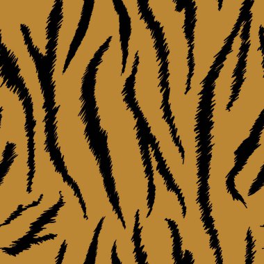 Kaplan Dikişsiz hayvan desen doku. Çizgili Kumaş arka plan kaplan postu. Duvar kağıdı, dekor için moda soyut tasarım yazdır. Vektör çizim