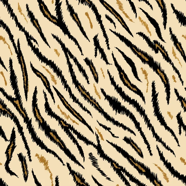 Tiger Textura sem costura Animal Pattern. Tecido listrado Fundo Tigre Pele. Impressão de design abstrato de moda para papel de parede, decoração. Ilustração vetorial —  Vetores de Stock