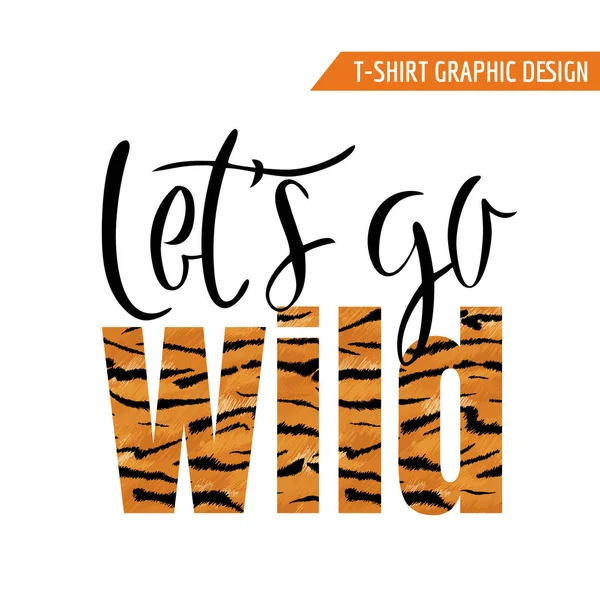 Tiger Graphic T-shirt Design. Wildlife Animal Skin Tropical Fashion Background for Poster, Banner, Print, Fabric. Vector illustration — Stock Vector