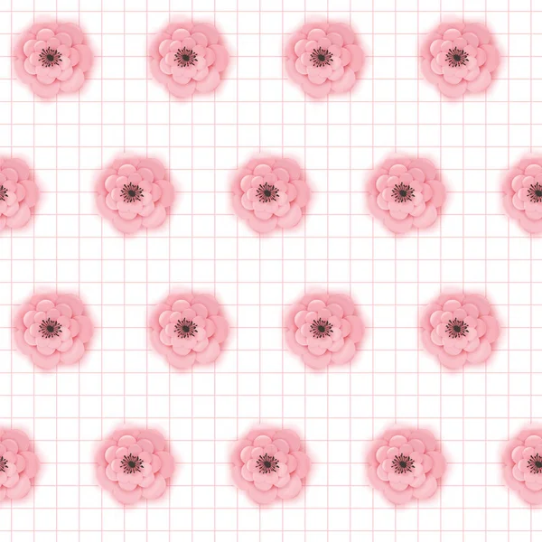 Papel flores cortadas patrón sin costura. Origami floral de primavera. Textura de tela de diseño gráfico botánico para papel pintado, envoltura. Ilustración vectorial — Archivo Imágenes Vectoriales