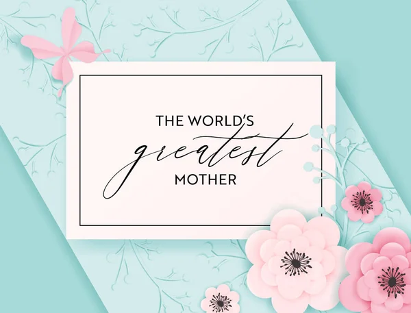 Happy Mothers Day Holiday Banner. Mother Day Greeting Card Hello Spring Paper Cut Design with Flowers and Butterfly Typography Postcard. Vector illustration