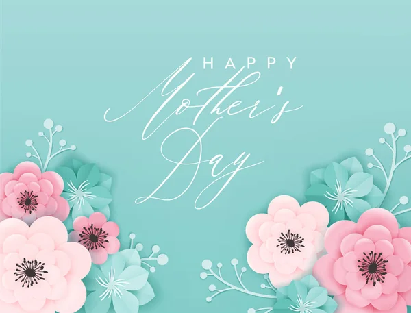 Happy Mothers Day Holiday Banner. Mother Day Greeting Card Hello Spring Paper Cut Design with Flowers and Floral Elements Typography Poster. Vector illustration