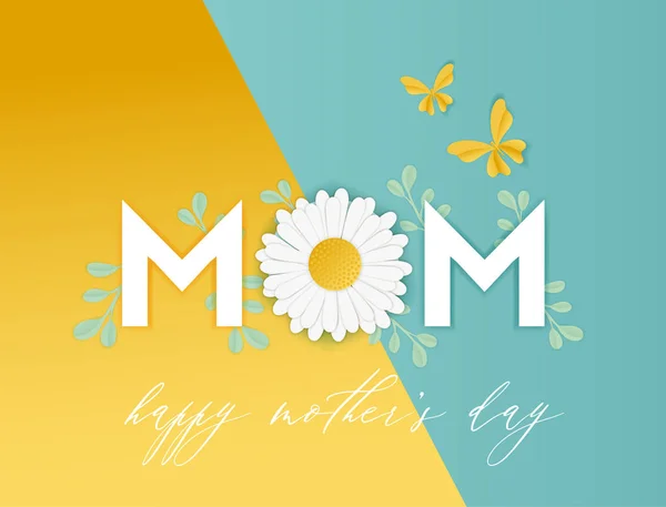 Felice Festa della Mamma Festa di Primavera Banner. Biglietto di auguri per la festa della mamma Carta Taglio Design con elementi floreali Tipografia Poster. Illustrazione vettoriale — Vettoriale Stock