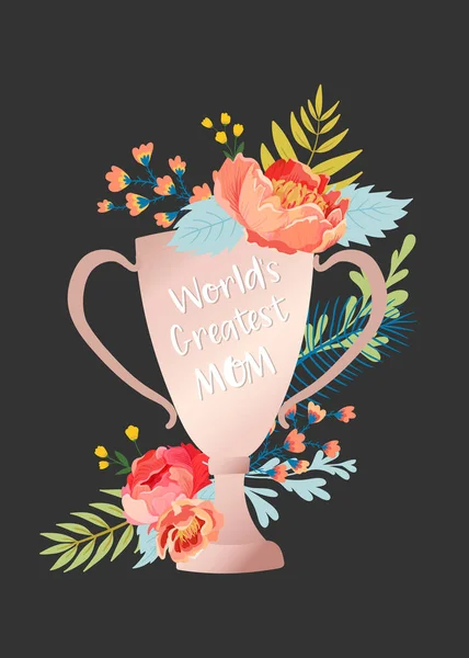 Mothers Day Greeting Card with Flowers Bouquet. Happy Mother Day Floral Banner. Best Mom Poster, Flyer Spring Celebration Design. Vector illustration — Stock Vector