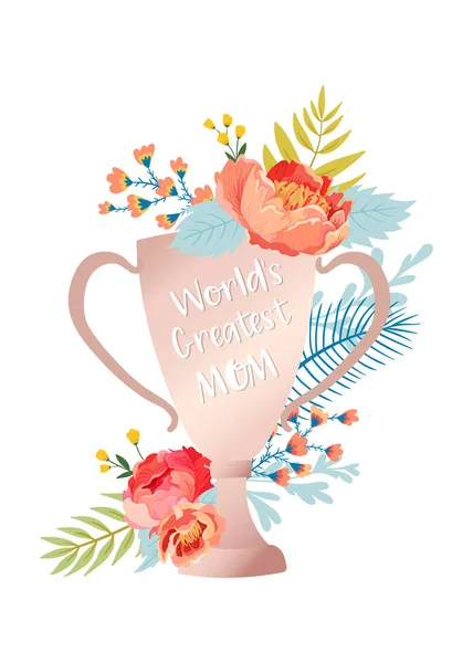 Mothers Day Greeting Card with Flowers Bouquet. Happy Mother Day Floral Banner. Best Mom Poster, Flyer Spring Celebration Design. Vector illustration — Stock Vector