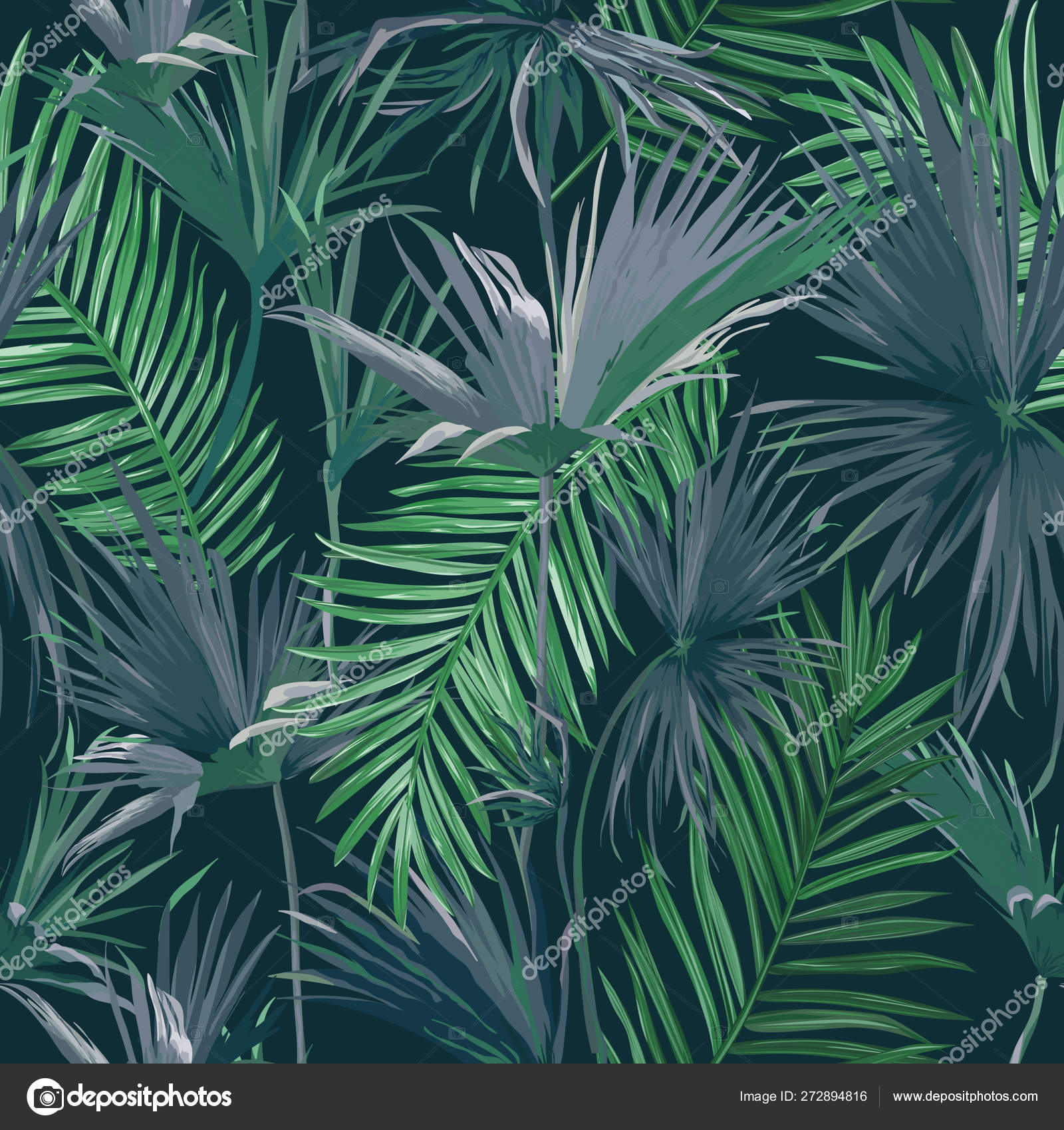 Tropical Jungle Palm Leaves Seamless Background Vector Floral Pattern Illustration For Wallpaper Print Design Textile Template Vector Image By C Woodhouse Vector Stock