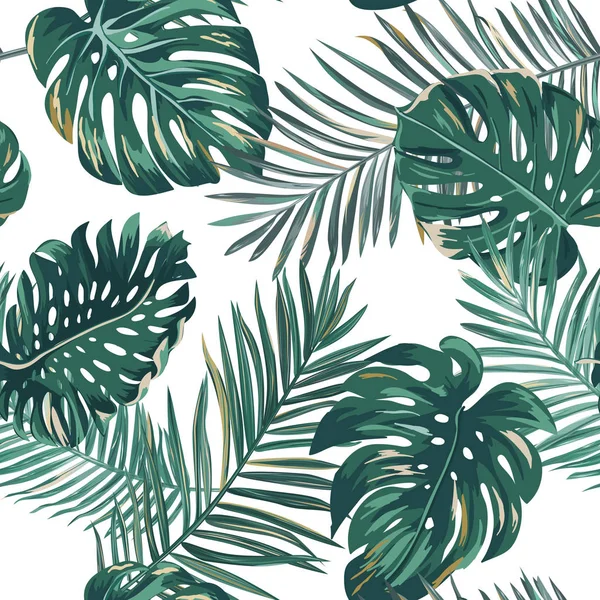 Feuilles de palmier rétro motif de fond, jungle tropicale texture d'illustration dans le vecteur pour papier peint, impression, brochure, conception — Image vectorielle