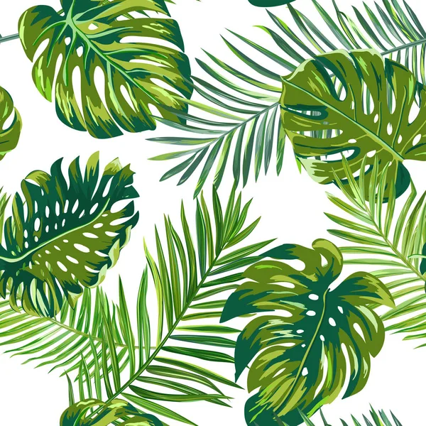 Retro donkere Palm bladeren achtergrond patroon, tropische jungle illustratie textuur in vector voor behang, afdrukken, brochure, design — Stockvector