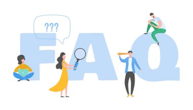 Frequently asked questions concept. Question answer metaphor. Vector illustration background. Flat cartoon character people graphic design. Landing page template, banner, flyer, poster, web page clipart