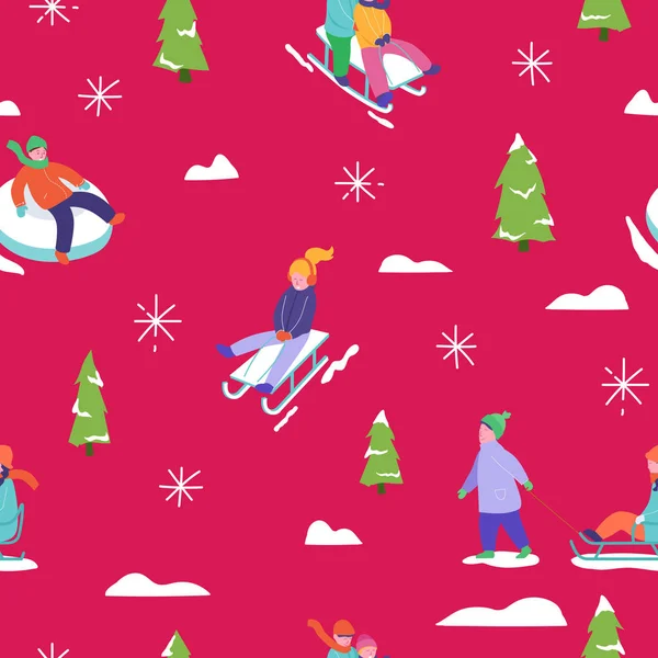 Zimní sezóna ilustrace pozadí s rodinnými krasobruslařovými brusle. Vánoce a novoroční prázdniny bezproblémové vzory designu, balicího papíru, pozvánky, přání, plakátu. Vektorové — Stockový vektor
