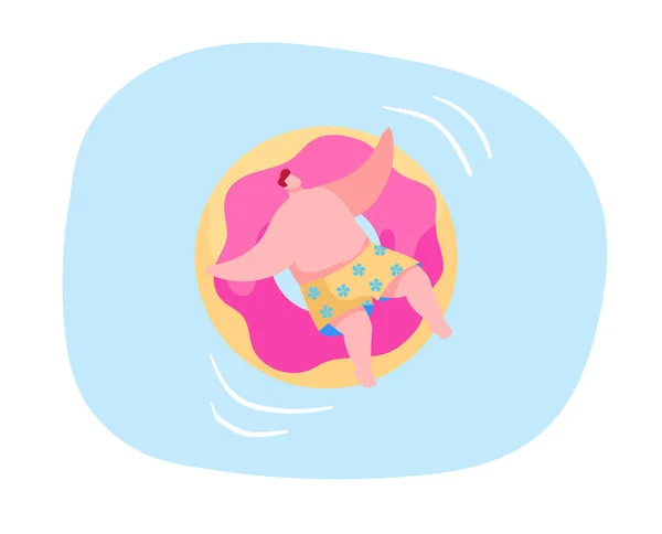 Resort or Hotel Relaxation in Swimming Pool. Happy Male Character Relax and Float in Ocean or Sea on Holidays Enjoying Summer Time Vacation Floating on Inflatable Mattress. Cartoon Vector Illustration — Stock Vector