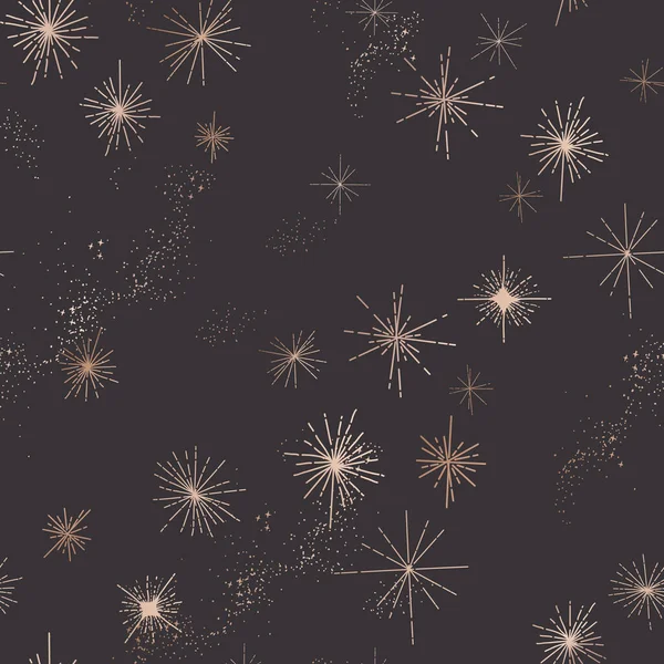 Starry Night Sky Trendy padrão sem costura, Vintage Celestial mão desenhada fundo modelo de galáxia, espaço, estrelas — Vetor de Stock