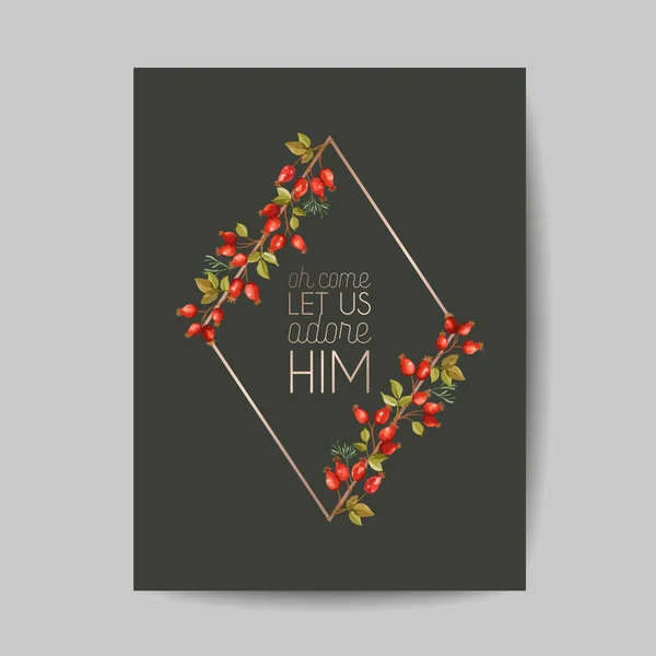 精美的圣诞及2021年新年贺卡，有松枝、圣莓、蜜寄生、冬季花卉植物图案 — 图库矢量图片
