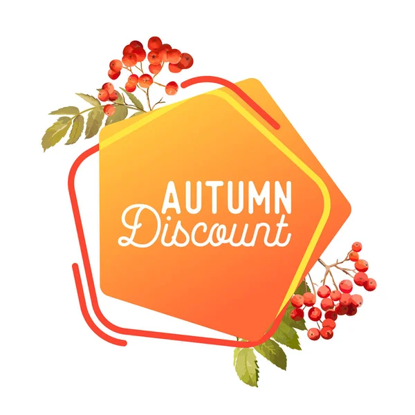 Autumn Sale banner vector badge, Thanksgiving Special offer discount tags, liquid bubble template design with fall rowan berries, Black friday seasonal promotion banner illustration — Stock Vector