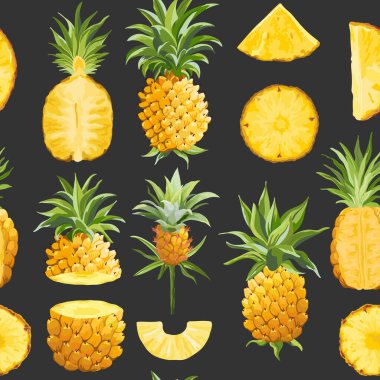 Ananas Geometrik Desensiz Desen, Vektör Moda Arkaplanı, Egzotik Meyve Dokuları, Tropik Orman Duvar Kağıdı