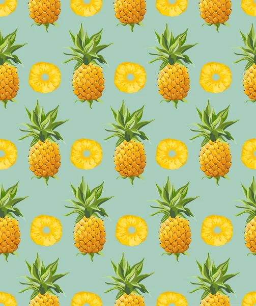 Geometric Pineapple Seamless Pattern, Vector Fashion Exotic Background, Tropical Fruits Texture, Tropic Jungle — 스톡 벡터