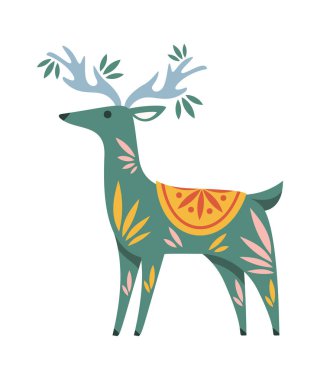 Yeşil, vahşi Noel ren geyiği, şenlikli orman hayvanı