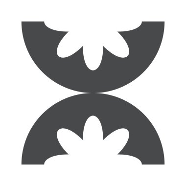 İki yarıçember çiçek geometrik şekil soyut form