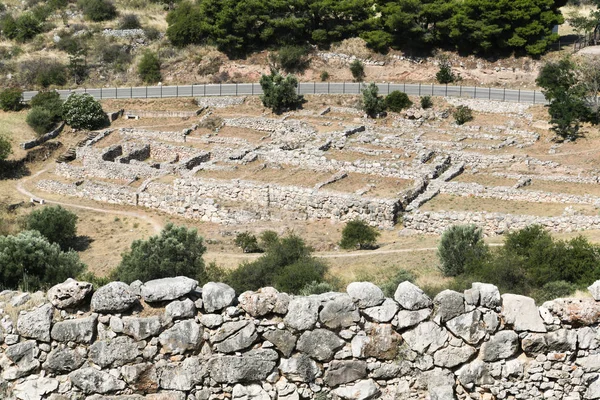 Археологическое Место Микены Пелопоннесе Гробницами Лиона Гейта Казначейства — стоковое фото